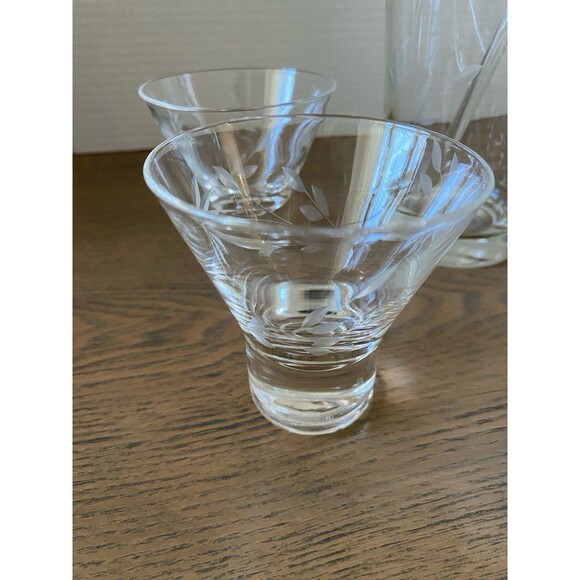 Vintage Cut Glass Cocktail Set ( Includes, Pitcher, 6 Matching Glasses, Stir - Picture 6 of 9